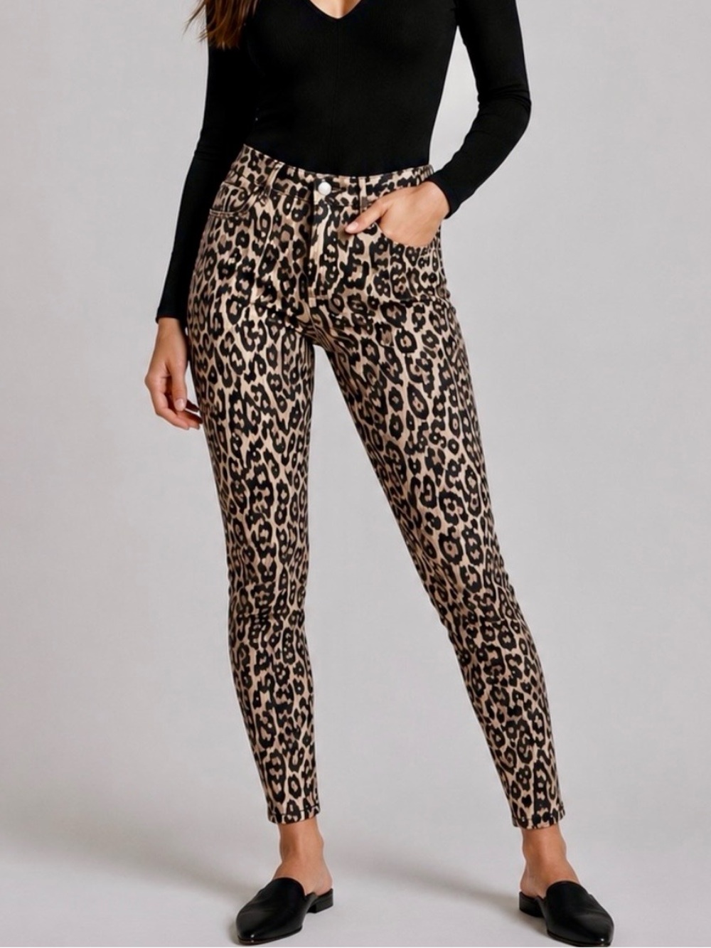 Celebrity Pink Hi-Rise Stretch Ankle Skinny Jeans w/Cheetah Leopard Animal Print